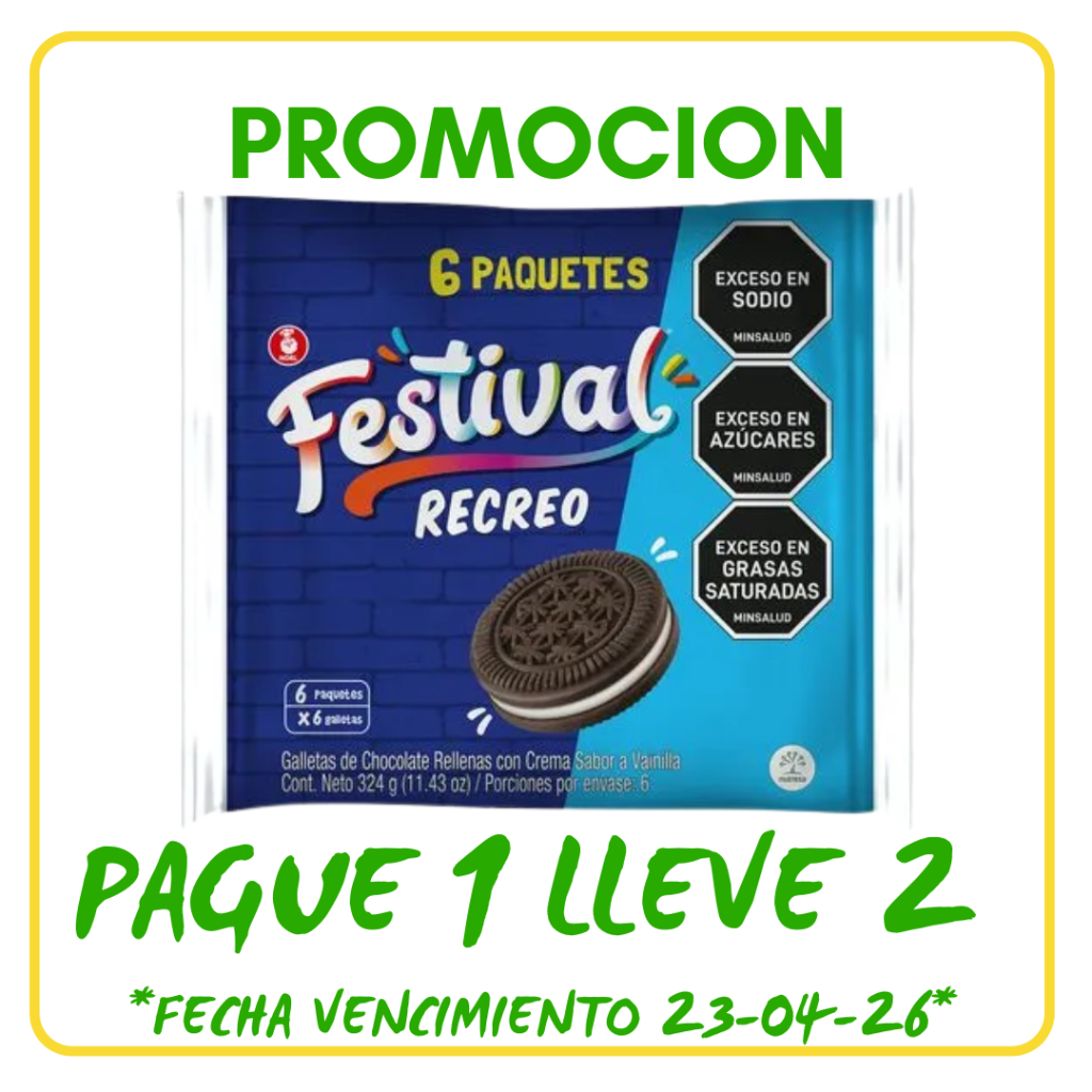 GALLETAS FESTIVAL RECREO *6 *6und *324gr - Confiteria El Puma
