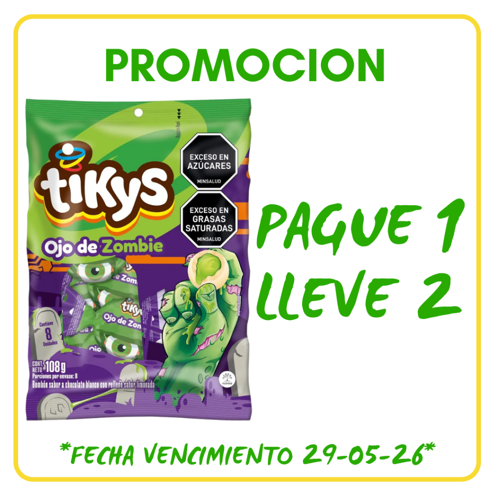 OJO DE ZOMBIE TIKYS BOLSA *8und *108gr - Confiteria El Puma