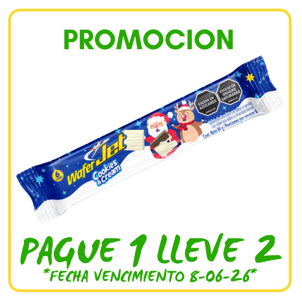 WAFER JET CUADRITOS BANDEJA*6und*84gr - Confiteria El Puma
