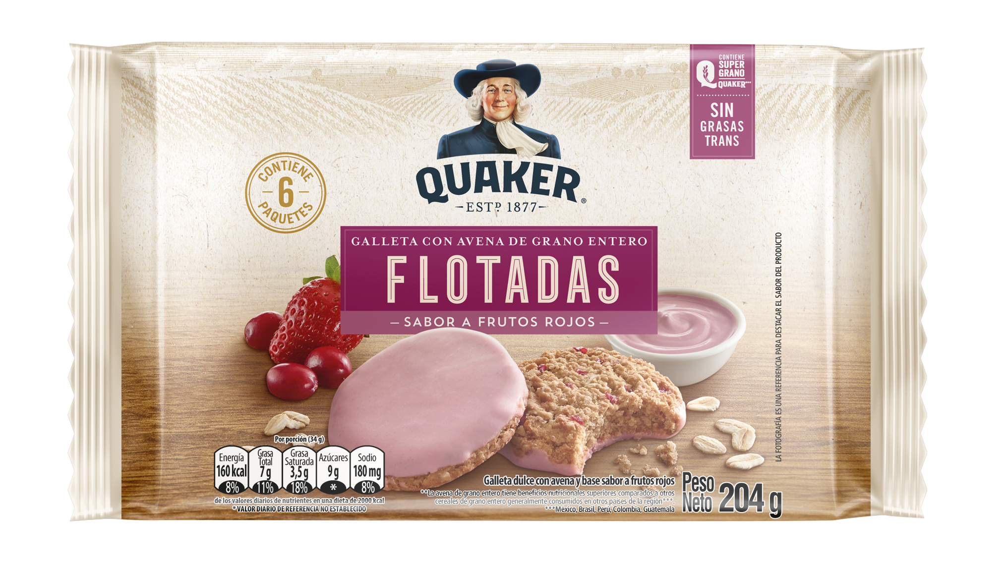 GALLETA INTEGRAL QUAKER FRUTOS ROJOS *6und *204gr_1