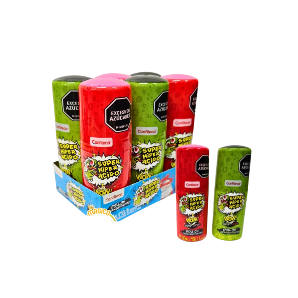 CARAMELO LIQUIDO ROLL ON SUPER HIPER ACIDO *6und *180ml - Confiteria El Puma